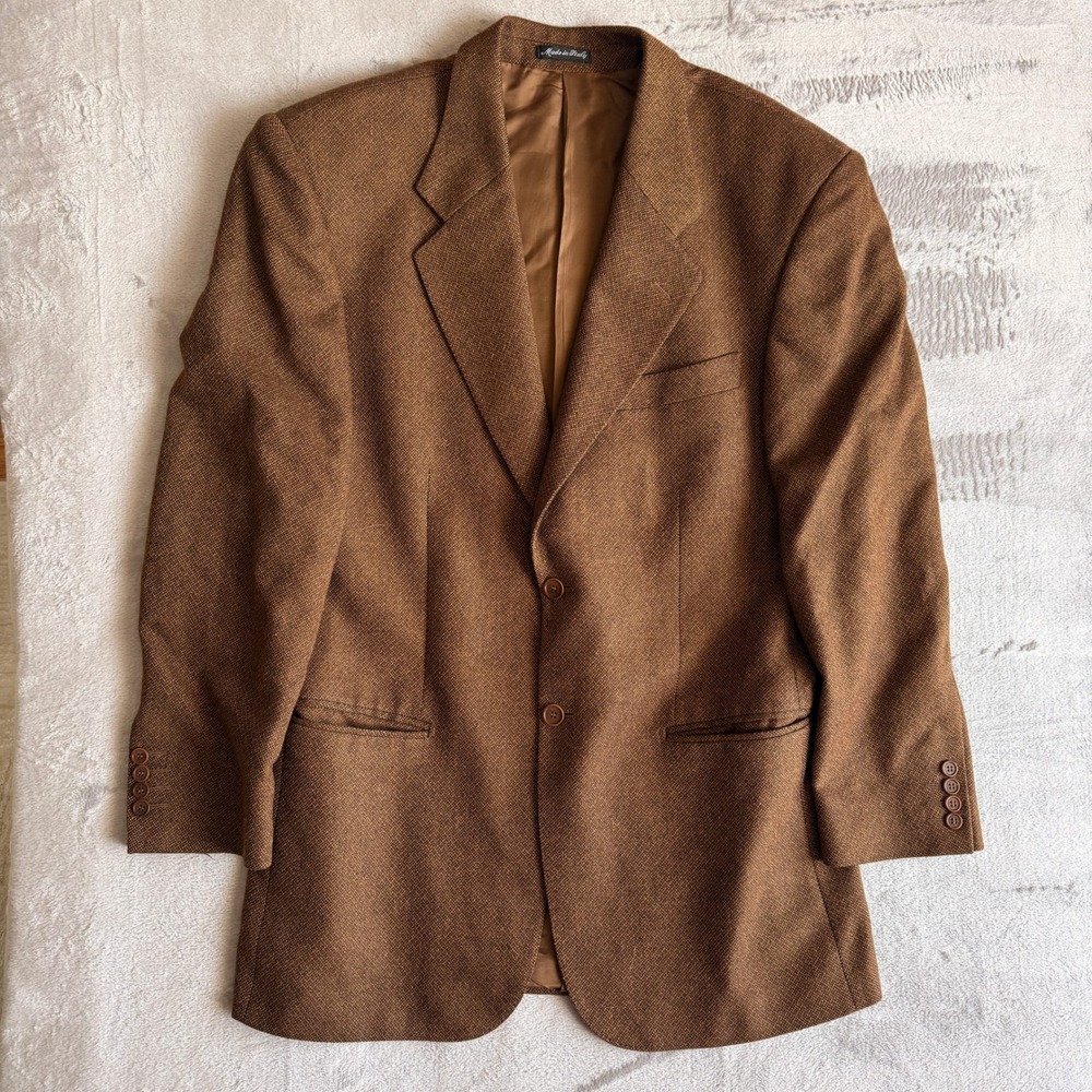 Vintage Ermenegildo Zegna Brown Cashmere Blazer Sport Coat Made in Italy 52 Mens - Picture 2 of 9